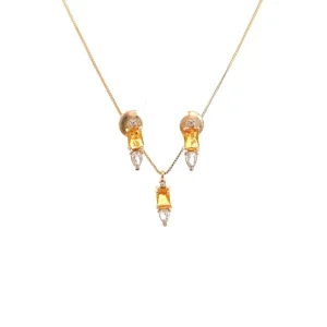 CONJUNTO CRISTAL FOLHEADO CITRINO 45cm
