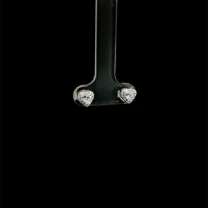 BRINCO CORACAO CRAVEJADO DE PRATA 6mm