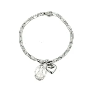 PULSEIRA ELO TIJOLINHO NSRA APARECIDA/CORACAO INOX 20cm