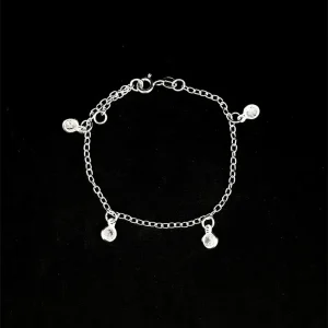 PULSEIRA PONTO DE LUZ DE PRATA 14cm + 1cm Ext