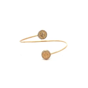 PULSEIRA BRACELETE SÃO BENTO CRAVEJADO FOLHEADO