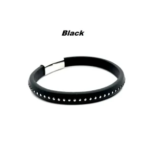 PULSEIRA DE COURO MASCULINO INOX BLACK 21cm/8mm