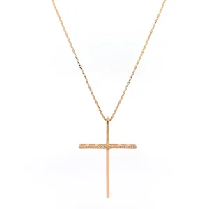 GARGANTILHA C/ PINGENTE CRUZ CRAVEJADO GRANDE 45cm