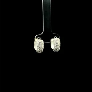 BRINCO ARGOLA CLICK CRAVEJADA DE PRATA 15mm