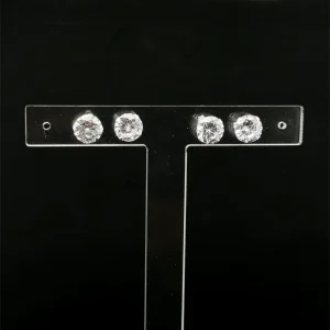 DUO DE BRINCOS DE PRATA ZIRCONIA REDONDA 8mm