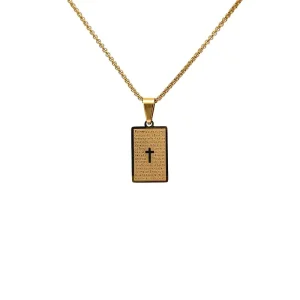 GARGANTILHA PLAQUINHA PAI NOSSO INOX GOLD 60cm/10mm
