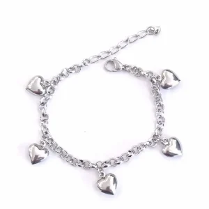 PULSEIRA ELO INOX C/CORACOES 10mm/16cm + (3cm Ext)