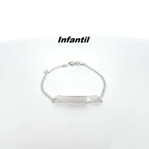 PULSEIRA INFANTIL CHAPINHA DE PRATA 14cm + 1cm Ext