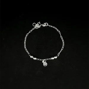 PULSEIRA INFANTIL BOLINHAS C/ P DE LUZ DE PRATA 13cm + 2cm Ext
