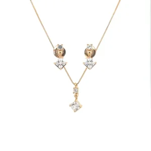 CONJUNTO PENDURICALHO CRISTAL  FOLHEADO 45cm/8mm