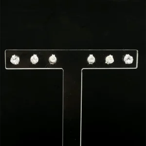 TRIO DE BRINCOS DE PRATA ZIRCONIAS REDONDAS 4, 5 e 6mm