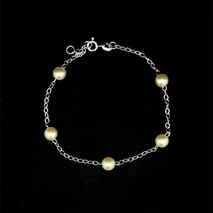 PULSEIRA PEROLAS DE PRATA 18cm + 1cm Ext