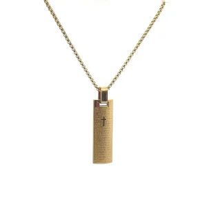GARGANTILHA ORACAO PAI NOSSO INOX GOLD 60cm/11mm