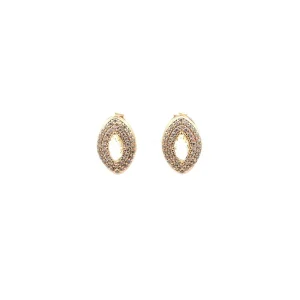 BRINCO OVAL CRAVEJADO C/ CRISTAL CITRINO FOLHEADO 12mm