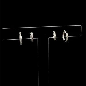 DUO DE BRINCOS ARGOLA CLICK CRAVEJADA DE PRATA C/ RODIO 9 e 12mm