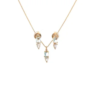 CONJUNTO CRISTAL FOLHEADO AQUA 45cm