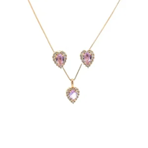 CONJUNTO CRISTAL FOLHEADO AMETISTA 45cm