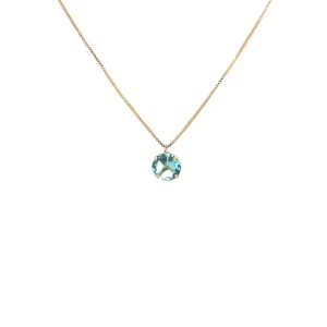 GARGANTILHA PONTO DE LUZ CRISTAL AQUA FOLHEADO 45cm/8mm