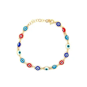 PULSEIRA OLHO GREGO COLOR FOLHEADO 18cm + (5cmExt)