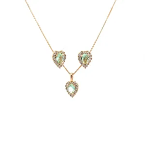 CONJUNTO CRISTAL CORACAO FOLHEADO TURMALINA 45cm/10mm