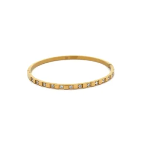 PULSEIRA BRACELETE C/ CRISTAIS INOX GOLD