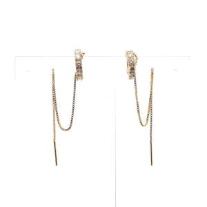 PIERCING FAKE C/ CORRENTE CRISTAIS FOLHEADO 14mm