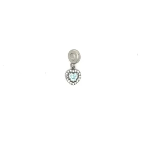 BERLOQUE CORACAO CRISTAL AZUL CLARO INOX