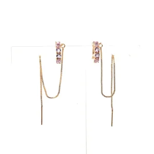 PIERCING FAKE C/ CORRENTE CRISTAIS ROXO FOLHEADO 14mm