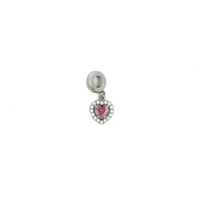 BERLOQUE CORACAO CRISTAL ROSA INOX