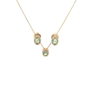 CONJUNTO CRISTAL OVAL FOLHEADO VERDE LIMA 45cm/6mm