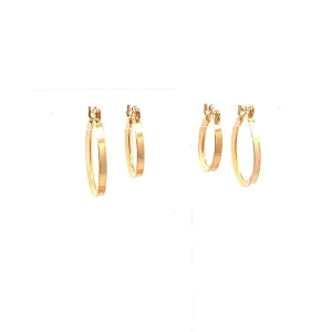 BRINCO DUO ARGOLA OVAL LISO FOLHADO 20 e 15mm