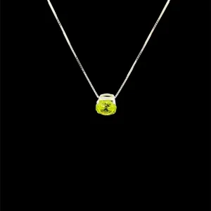 GARGANTILHA CRISTAL APPLE GREEN ROSE CUT DE PRATA 45cm/8mm
