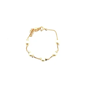 PULSEIRA INFANTIL PEROLAS FOLHEADO 13cm + 3cm Ext