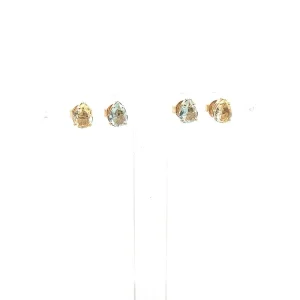 DUO DE BRINCOS CRISTAL GOTA FOLHEADO 6mm