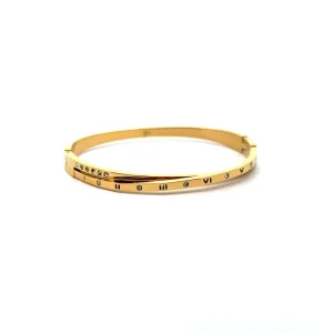 PULSEIRA BRACELETE ROMANOS C/ CRISTAIS INOX GOLD