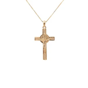 GARGANTILHA CRUZ SÃO BENTO CRISTO FOLHEADO 45cm
