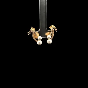 BRINCO C/ PEROLAS CRAVEJADO EARCUFF FOLHEADO 10mm