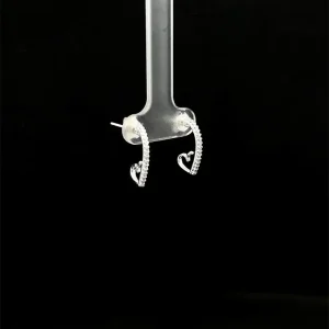 BRINCO CORACAO CRAVEJADO DE PRATA 10mm