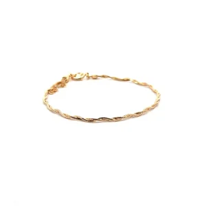 PULSEIRA TRANÇADA RABO DE RATO FOLHEADO 18cm + 5cm Ext