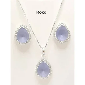 CONJUNTO CRISTAL GOTA DE PRATA 45cm/13mm