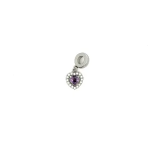 BERLOQUE CORACAO CRISTAL ROXO INOX