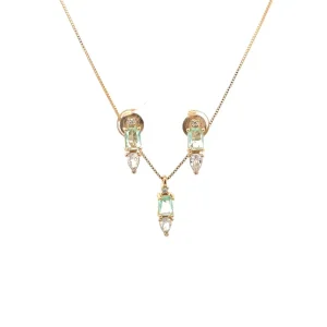 CONJUNTO CRISTAL FOLHEADO VERDE LIMA 45cm