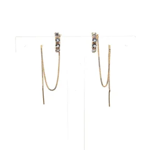 PIERCING FAKE C/ CORRENTE CRISTAIS AZUL FOLHEADO 14mm