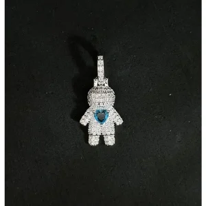 PINGENTE CRAVEJADO MENINO DE PRATA 12mm