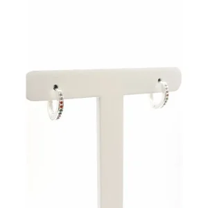 BRINCO ARGOLA CLICK C/ FILETE CRISTAIS COLOR DE PRATA 13mm