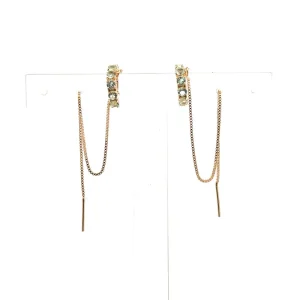PIERCING FAKE C/ CORRENTE CRISTAIS AQUA FOLHEADO 14mm